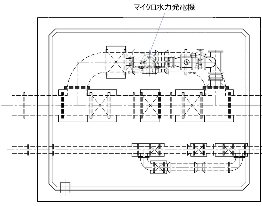 松阪市第一調整池でのマイクロ水力発電機設置イメージ